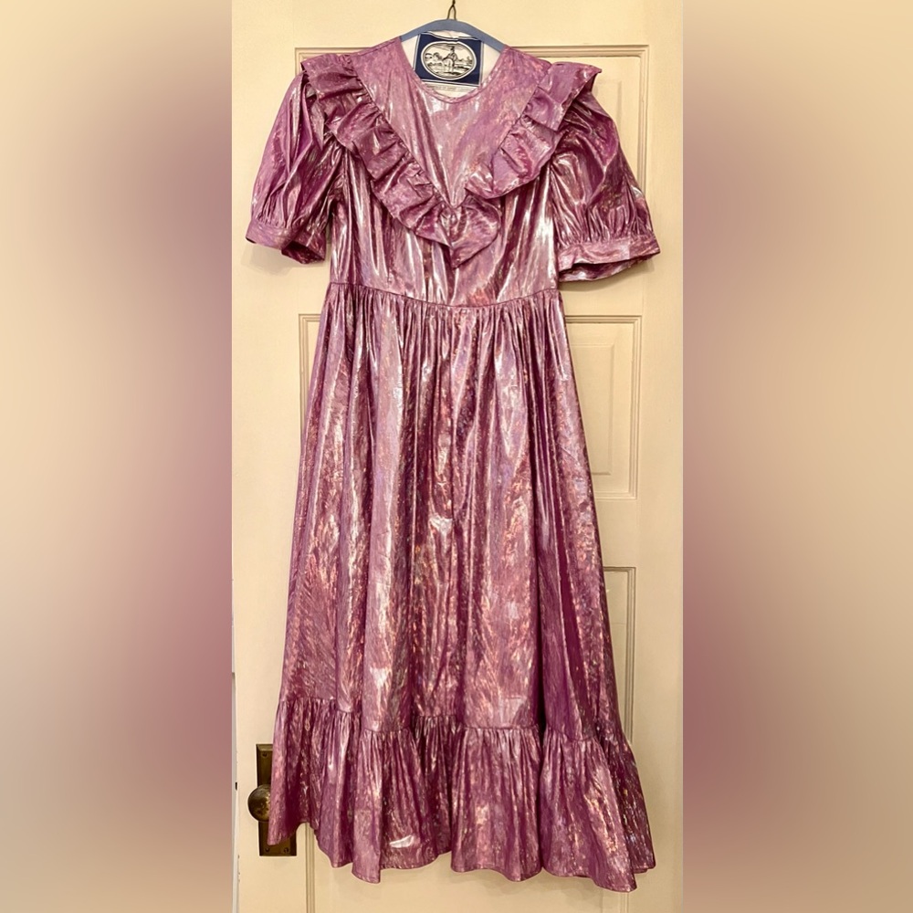 Batsheva May Dress in Pink Holographic Lamé